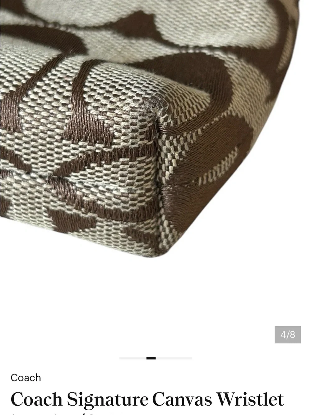 Coach Beige & Gold Signature Wristlet
